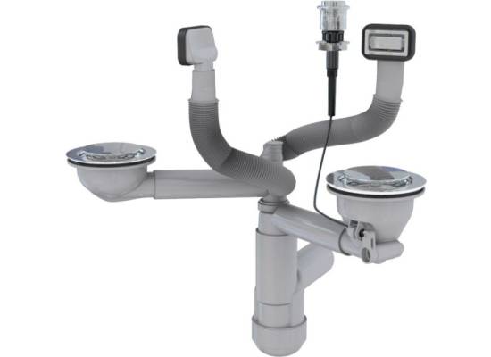 Syfon ALVEUS podwójny 2xFL 3,5"-PP-3,5"-PP-PUSH-UP (korek automatyczny) (1123353)