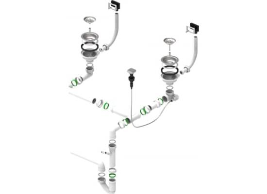 Syfon ALVEUS podwójny 2xSP 3,5"-PP-3,5"-PP-POP-UP (korek automatyczny) (1127258)