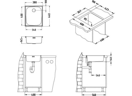 Zlew ALVEUS BASIC 10 LEN (1008992) *** zamów wycięcie otworów GRATIS ***