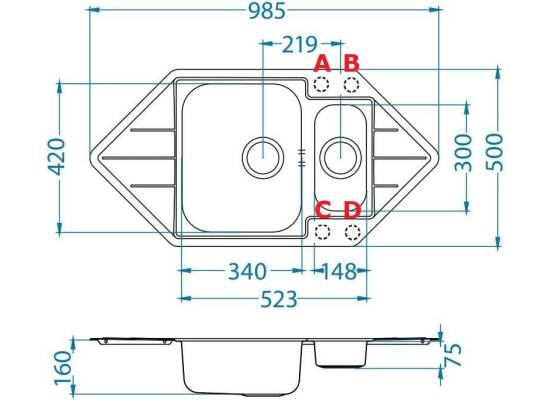 Zlew ALVEUS LINE START 40 SATYNA (1082560) *** zamów wycięcie otworów GRATIS ***