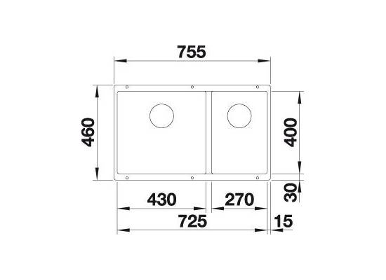 Zlew BLANCO SUBLINE 430/270-U tartufo (korek manual InFino) (523158)