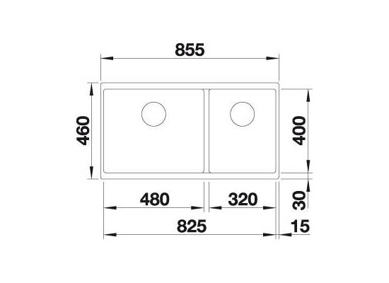 Zlew BLANCO SUBLINE 480/320-U szarość skały (korek MANUALNY InFino) (523585)