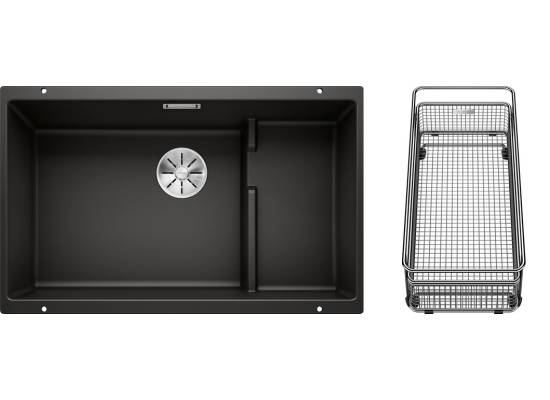 Zlew BLANCO SUBLINE 700-U LEVEL Czarny, InFino, koszyk stalowy (526003)