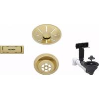 BLANCO Armatura odpływowo-przelewowa 1x3,5" z InFino i elementami stalowymi satin gold