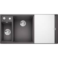 Zlew BLANCO AXIA III 6S szarość skały lewa (korek auto InFino + deska szkło białe + odsączarka stalowa) (524654) *** zamów wycięcie otworów GRATIS ***