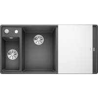 Zlew BLANCO AXIA III 6S-F szarość skały lewa (korek auto InFino + deska szkło białe + odsączarka stalowa) (524670) *** zamów wycięcie otworów GRATIS *