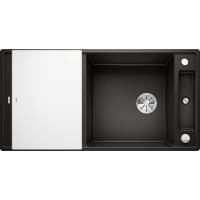Zlew BLANCO AXIA III XL 6S czarny (korek auto InFino + deska szkło białe) (525857) *** zamów wycięcie otworów GRATIS ***