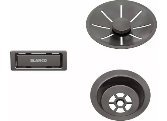 BLANCO Zestaw elementów stalowych w kolorze satin dark steel, do armatury przelewowo-odpływowej InFino, do jednej komory