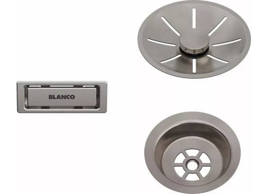BLANCO Zestaw elementów stalowych w kolorze satin platinum, do armatury przelewowo-odpływowej InFino, do jednej komory