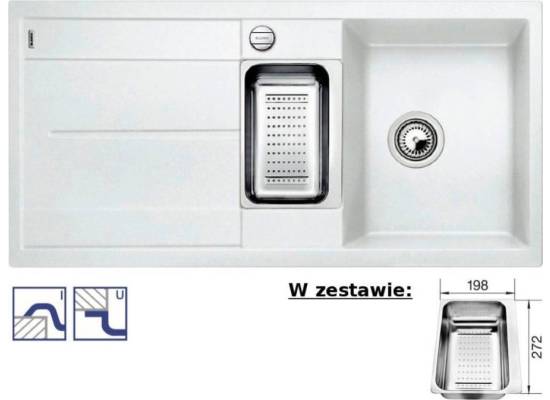 Zlew BLANCO METRA 6S BIAŁY (korek automatyczny + odsączarka stalowa) (513046) *** zamów wycięcie otworów GRATIS ***