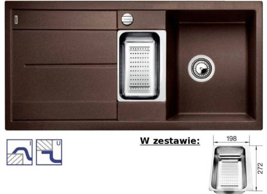 Zlew BLANCO METRA 6S KAWOWY (korek automatyczny + odsączarka stalowa) (515045) *** zamów wycięcie otworów GRATIS ***