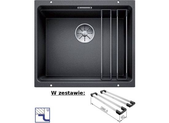 Zlew BLANCO ETAGON 500-U ANTRACYT (korek manual InFino + zestaw szyn) (522227)