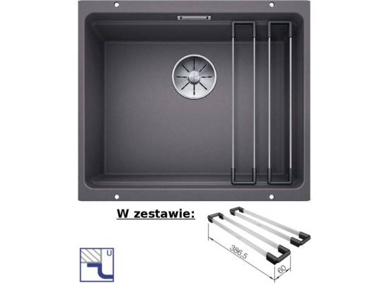 Zlew BLANCO ETAGON 500-U SZAROŚĆ SKAŁY (korek manual InFino + zestaw szyn) (522228)