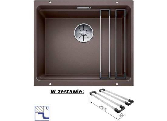 Zlew BLANCO ETAGON 500-U KAWOWY (korek manual InFino + zestaw szyn) (522236)