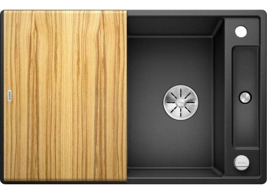 Zlew BLANCO AXIA III 45S antracyt z deską jesionową (korek auto InFino) (523173) *** zamów wycięcie otworów GRATIS ***