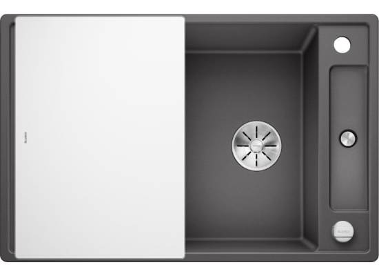 Zlew BLANCO AXIA III 45S szarość skały z deską szklaną (korek auto InFino) (523184) *** zamów wycięcie otworów GRATIS ***