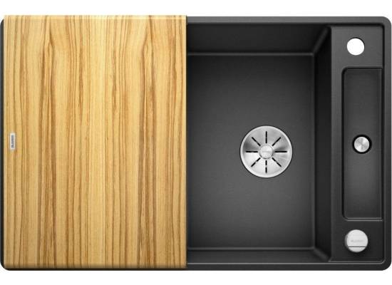 Zlew BLANCO AXIA III 45S-F antracyt (korek auto InFino) deską z drewna jesionowego (523193) *** zamów wycięcie otworów GRATIS ***