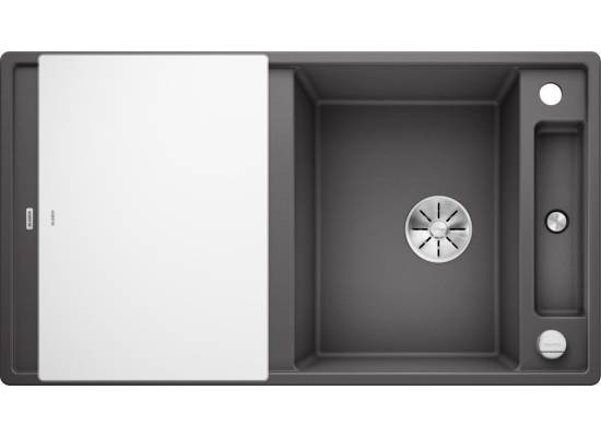 Zlew BLANCO AXIA III 5S szarość skały z deską szklaną (korek auto InFino) (523216) *** zamów wycięcie otworów GRATIS ***
