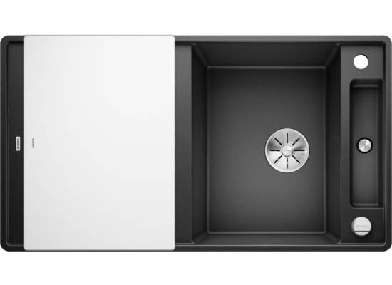 Zlew BLANCO AXIA III 5S-F antracyt z deską szklaną (korek auto InFino) (523231) *** zamów wycięcie otworów GRATIS ***