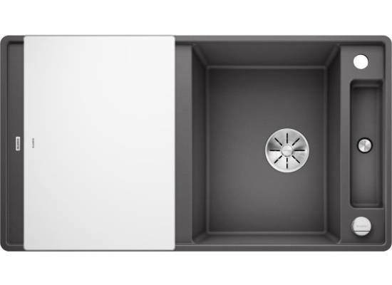Zlew BLANCO AXIA III 5S-F szarość skały z deską szklaną (korek auto InFino) (523232) *** zamów wycięcie otworów GRATIS ***