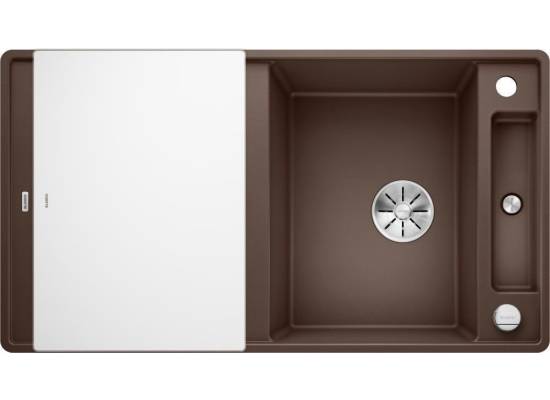 Zlew BLANCO AXIA III 5S-F kawowy z deską szklaną (korek auto InFino) (523236) *** zamów wycięcie otworów GRATIS ***