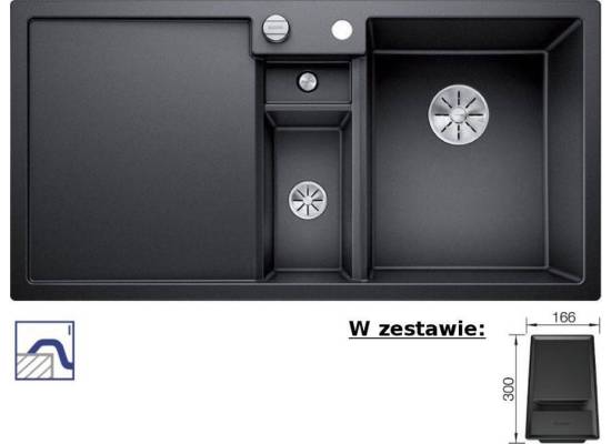 Zlew BLANCO COLLECTIS 6S antracyt z pojemnikiem 523344 (korek auto InFino) *** zamów wycięcie otworów GRATIS ***