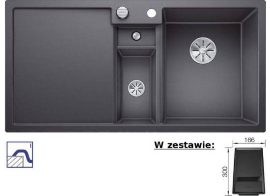 Zlew BLANCO COLLECTIS 6S SZAROŚĆ SKAŁY z pojemnikiem 523345 (korek auto InFino) *** zamów wycięcie otworów GRATIS ***