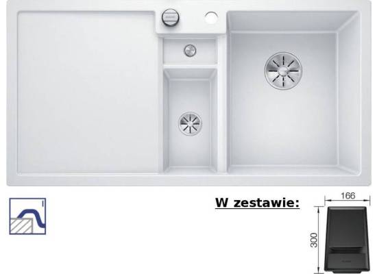 Zlew BLANCO COLLECTIS 6S BIAŁY z pojemnikiem 523348 (korek auto InFino) *** zamów wycięcie otworów GRATIS ***