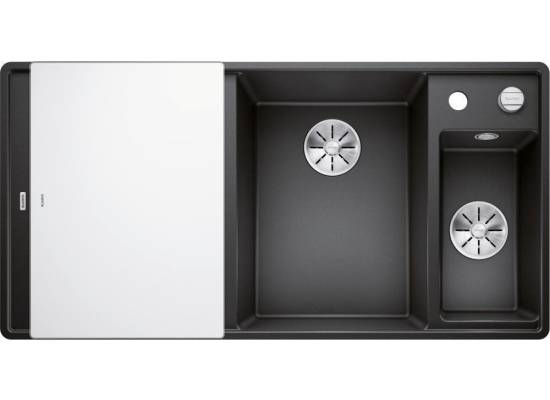 Zlew BLANCO AXIA III 6S-F antracyt prawa z deską szklaną i odsączarką stalową (korek auto InFino) (523489)*** zamów wycięcie otworów GRA