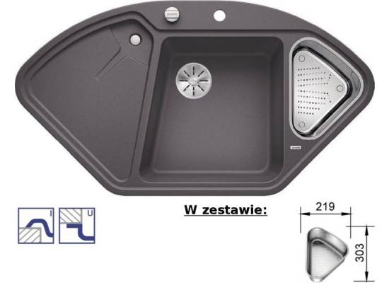 Zlew BLANCO DELTA II szarość skały (korek auto InFino) (523657) *** zamów wycięcie otworów GRATIS ***
