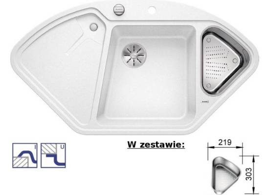 Zlew BLANCO DELTA II biały (korek auto InFino) (523660) *** zamów wycięcie otworów GRATIS ***