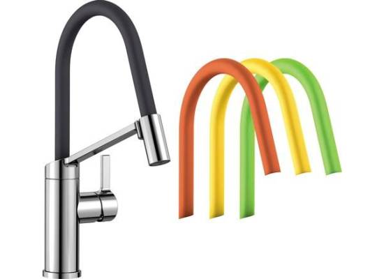 Bateria BLANCO VIU-S chrom + gumowa osłona węża w kolorach Lava Gr. Kiwi, Orange i Lemon (524813)