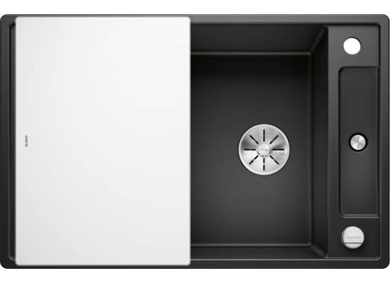 Zlew BLANCO AXIA III 45S czarny (korek auto InFino + deska szkło białe) (525840) *** zamów wycięcie otworów GRATIS ***