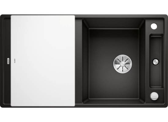 Zlew BLANCO AXIA III 5S czarny (korek auto InFino + deska szkło białe) (525844) *** zamów wycięcie otworów GRATIS ***