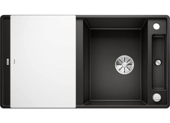Zlew BLANCO AXIA III 5S-F czarny (korek auto InFino + deska szkło białe) (525846) *** zamów wycięcie otworów GRATIS ***