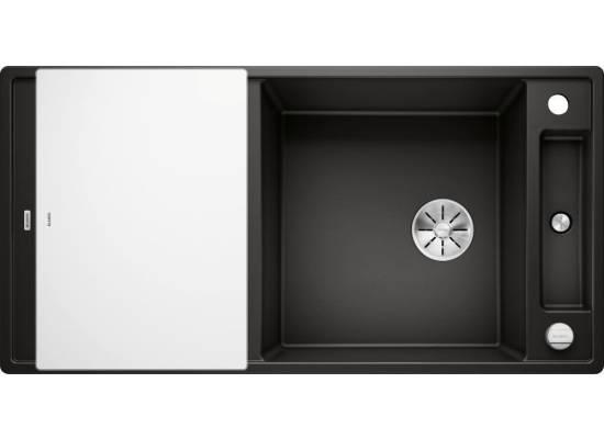 Zlew BLANCO AXIA III XL 6S czarny (korek auto InFino + deska szkło białe) (525857) *** zamów wycięcie otworów GRATIS ***
