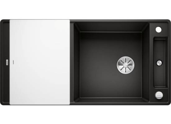 Zlew BLANCO AXIA III XL 6S-F czarny (korek auto InFino + deska szkło białe) (525859) *** zamów wycięcie otworów GRATIS ***