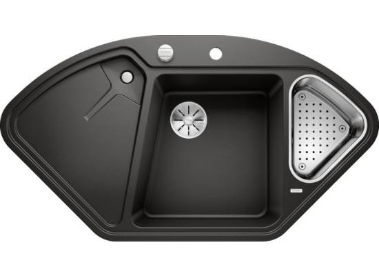 Zlew BLANCO DELTA II czarny (korek auto InFino + odsączarka stalowa) (525867) *** zamów wycięcie otworów GRATIS ***