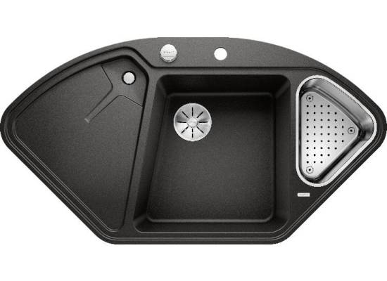 Zlew BLANCO DELTA II-F czarny (korek auto InFino + odsączarka stalowa) (525868) *** zamów wycięcie otworów GRATIS ***