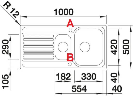 Zlew BLANCO TIPO II 6S stal MATOWA (korek MANUALNY) (526620)