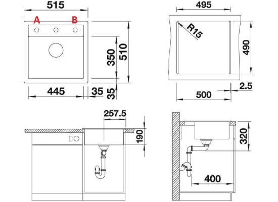 Zlew BLANCO DALAGO 5 BIAŁY (korek auto) (518524) *** zamów wycięcie otworów GRATIS ***