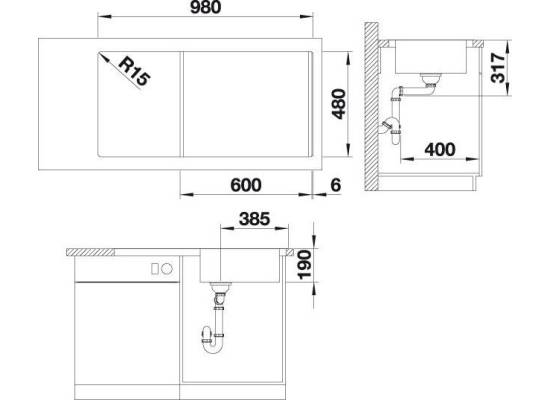 Zlew BLANCO DINAS XL 6S stal szczotkowana (korek manual) (524254) *** zamów wycięcie otworów GRATIS ***