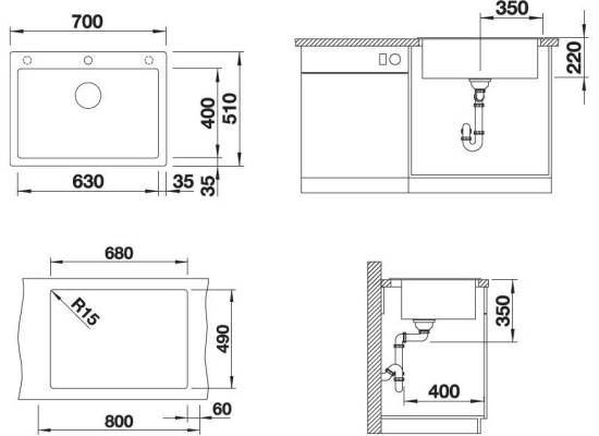 Zlew BLANCO PLEON 8 czarny (korek manualny InFino) (525957) *** zamów wycięcie otworów GRATIS ***