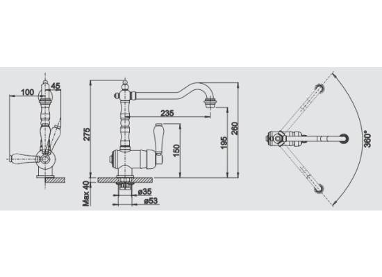 Bateria BLANCO TRADON chrom (515990)