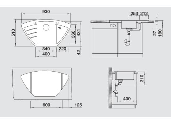 Zlew BLANCO ZIA 9E KAWOWY korek manual (515074) *** zamów wycięcie otworów GRATIS ***