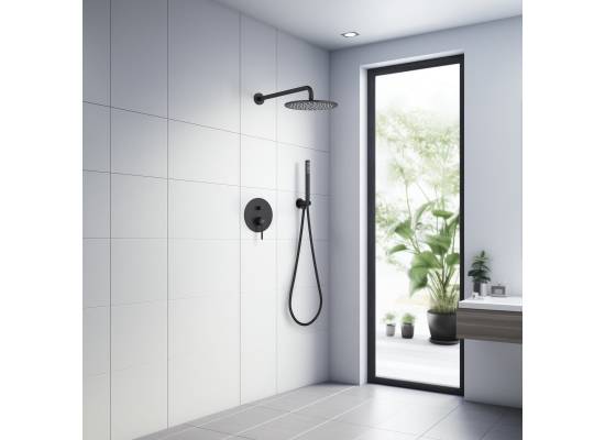 _wysyłka 24H*_ | Zestaw prysznicowy podtynkowy z deszczownicą i prysznicem BLUE WATER BOSTON BOS-ZKP.150BL czarny mat (BLACK MAT)