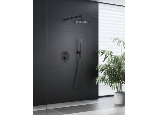 _wysyłka 24H*_ | Zestaw prysznicowy podtynkowy z deszczownicą i prysznicem BLUE WATER BOSTON BOS-ZKP.150BL czarny mat (BLACK MAT)
