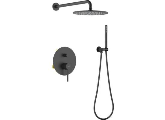 _wysyłka 24H*_ | Zestaw prysznicowy podtynkowy z deszczownicą i prysznicem BLUE WATER BOSTON BOS-ZKP.150BL czarny mat (BLACK MAT)