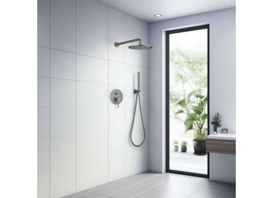 _wysyłka 24H*_ | Zestaw prysznicowy podtynkowy z deszczownicą i prysznicem BLUE WATER BOSTON BOS-ZKP.150GN gun metal (GRAFIT INOX