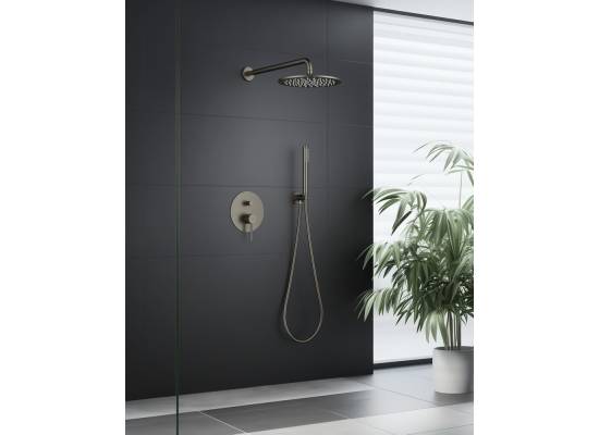 _wysyłka 24H*_ | Zestaw prysznicowy podtynkowy z deszczownicą i prysznicem BLUE WATER BOSTON BOS-ZKP.150GN gun metal (GRAFIT INOX